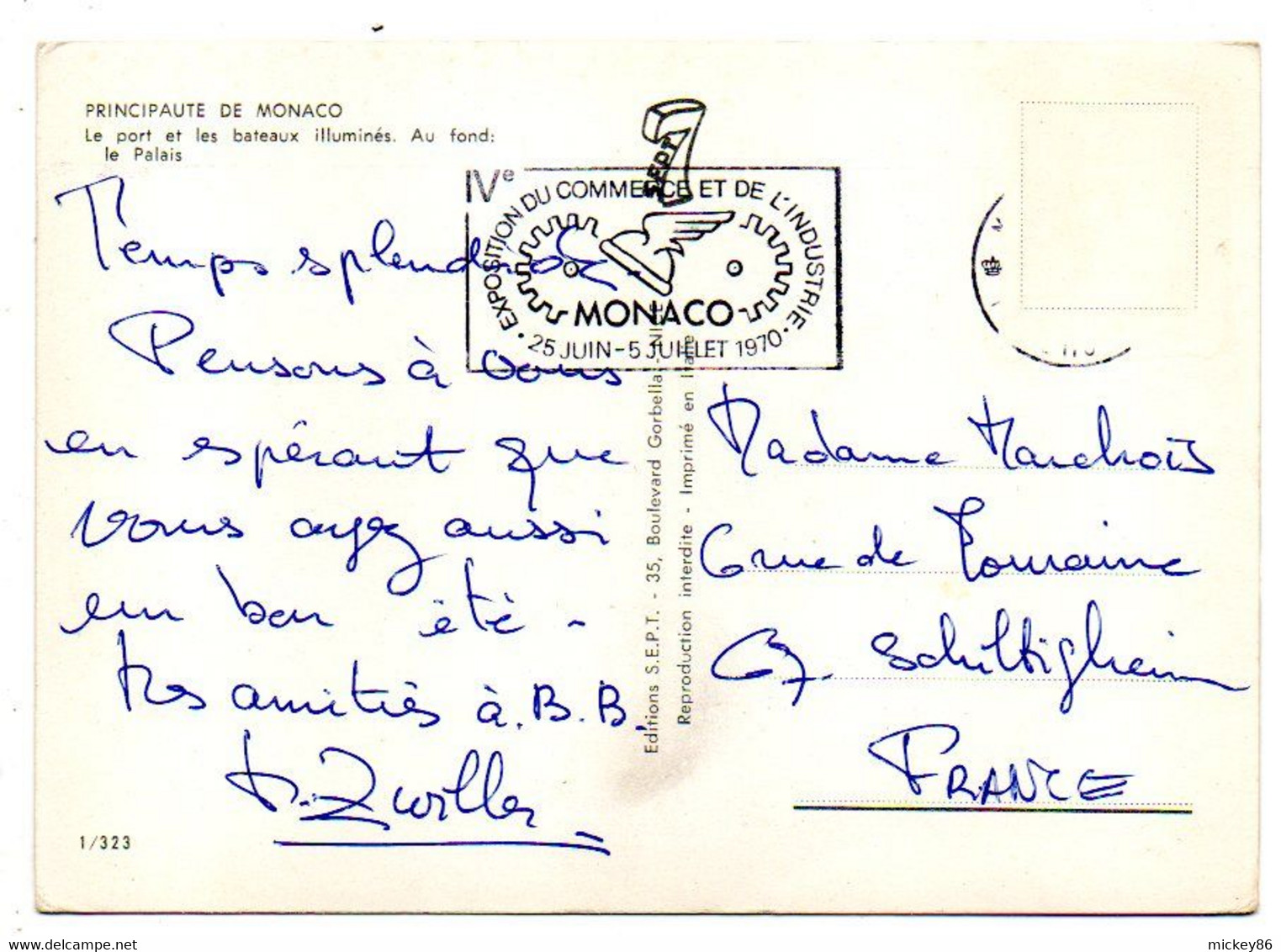 MONACO --1970--Le Port Et Les Bateaux Illuminés-au Fond Le Palais......à Saisir - Puerto