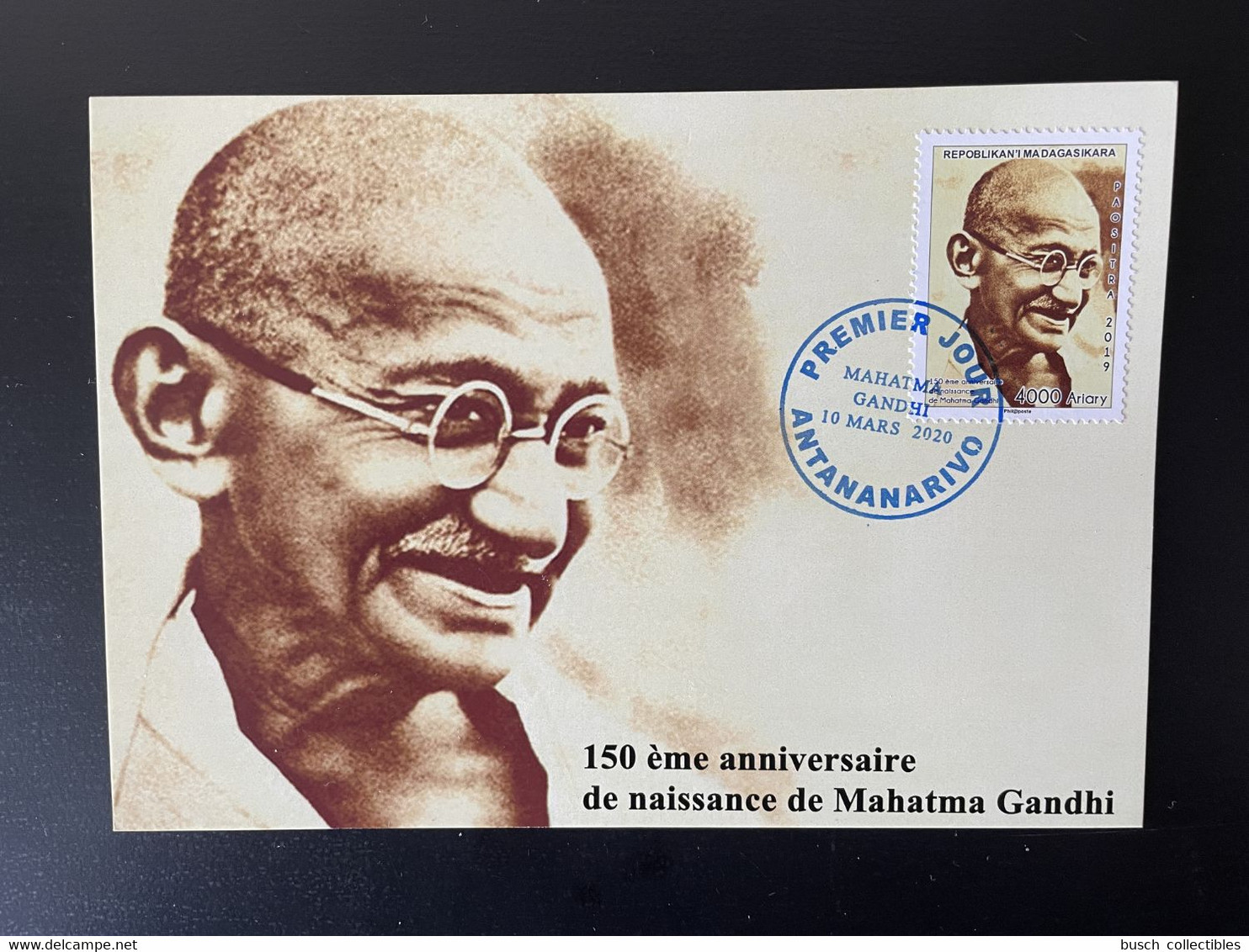 Madagascar Madagaskar 2019 / 2020 Mi. 2717 Carte Maximum 1er Jour Cover Mohandas Mahatma Gandhi 150th Anniversary - Madagaskar (1960-...)