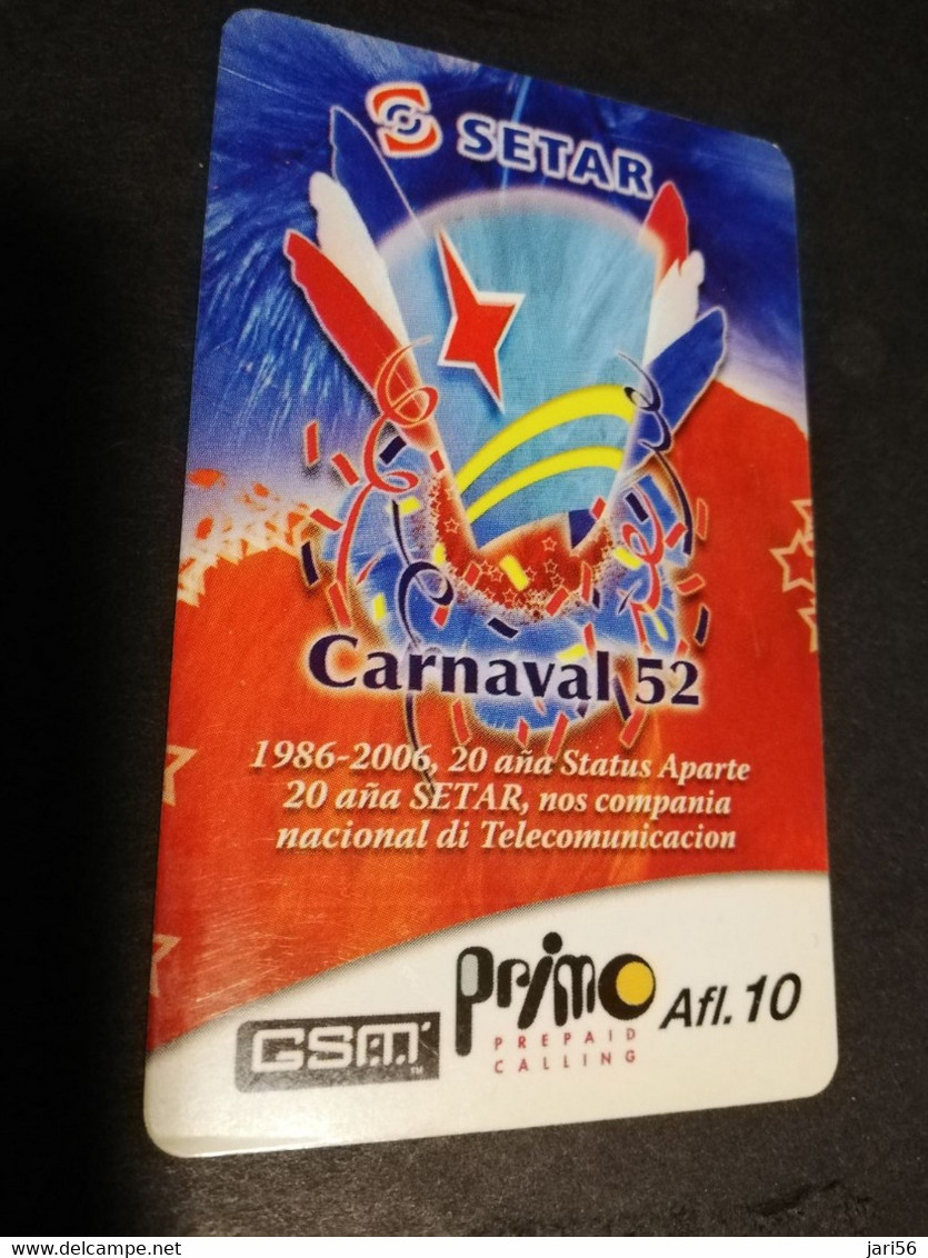 ARUBA PREPAID CARD  GSM PRIMO  SETAR  52E ANNIVERSARY CARNAVAL   AFL 10,--    Fine Used Card  **4647** - Aruba