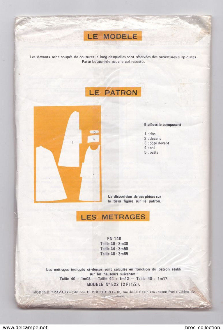 Le Patron De France, Cape En Drap De Laine, 3 Tailles, Utilisable En 7 Tailles - Schnittmuster