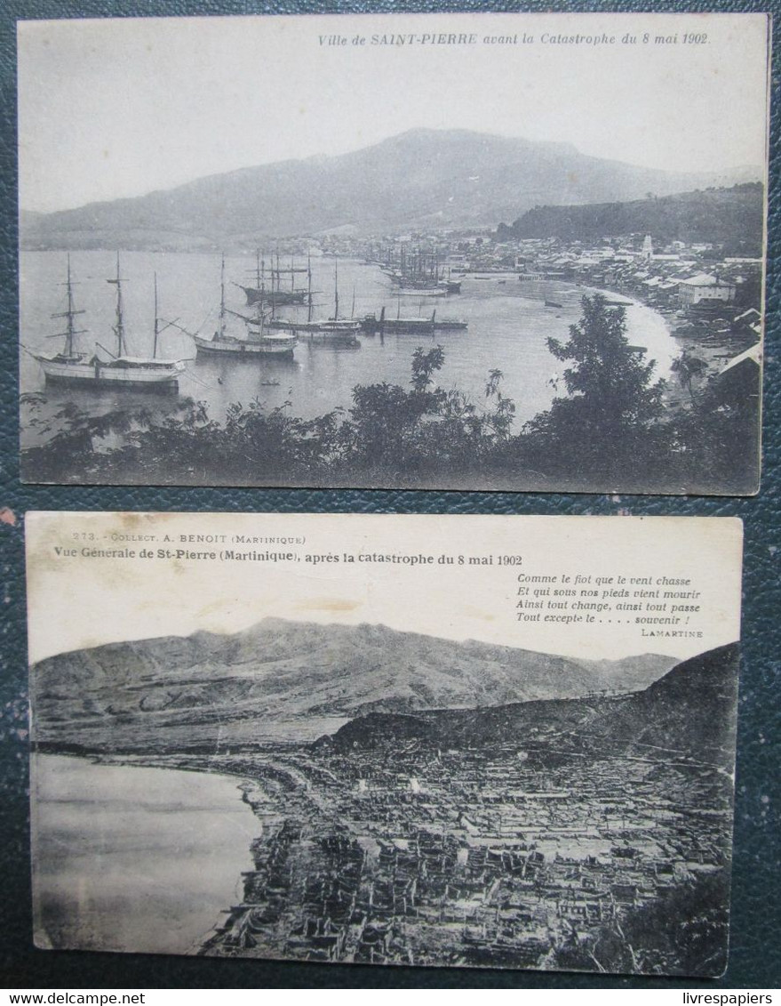 Martinique  Lot 2 Cpa Saint Pierre Avant Et Apres Catastrophe - Autres & Non Classés