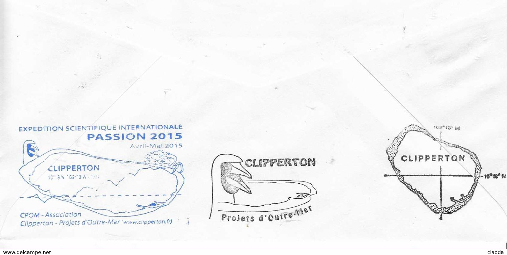 17917  - FREGATE PRAIRIAL - CLIPPERTON 2015  MISSION PASSION  (Cachet OISEAU) - Scheepspost