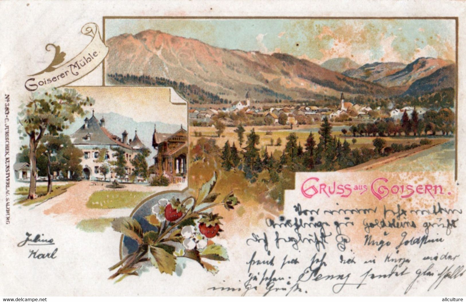 A819 - GRUS AUS GOISERN LITHO AUSTRIA GOISERER MUHLE  VINATAGE POSTCARD USED - Bad Goisern