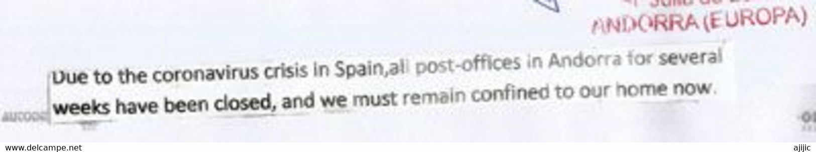 Lettre D'Andorre Envoyée En Finlande Pendant Confinement Covid-19,  Return To Sender. Deux Photos - Cartas & Documentos