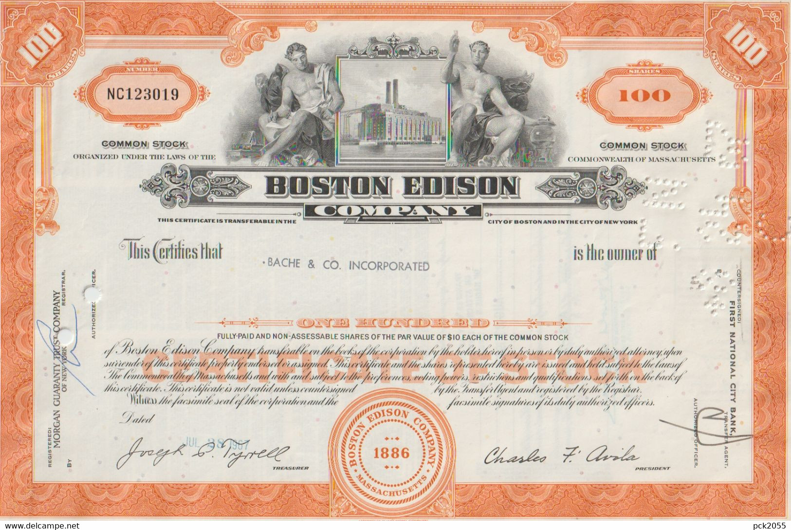 Boston Edison Company  1967 USA 100 Shares ( D AK 2 ) Günstige Versandkosten - Elektriciteit En Gas
