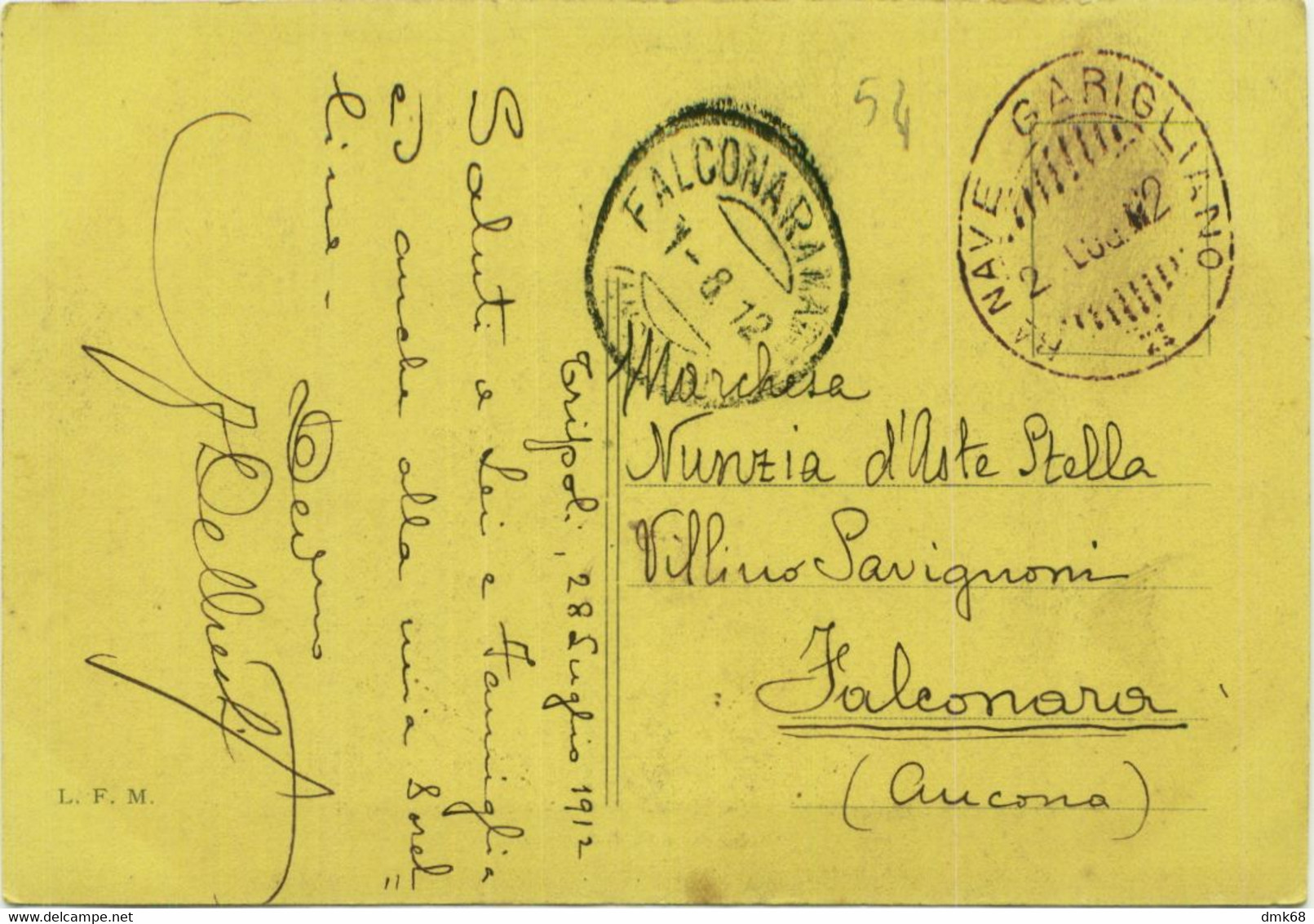 LIBIA / LIBYA - TRIPOLI - TENDA DI FABBRICANTE DI CAFFE SPARTO - EDIZ. L.F.M. ANNULLO FANTERIA GARIGLIANO 1912 (BG10773) - Libya