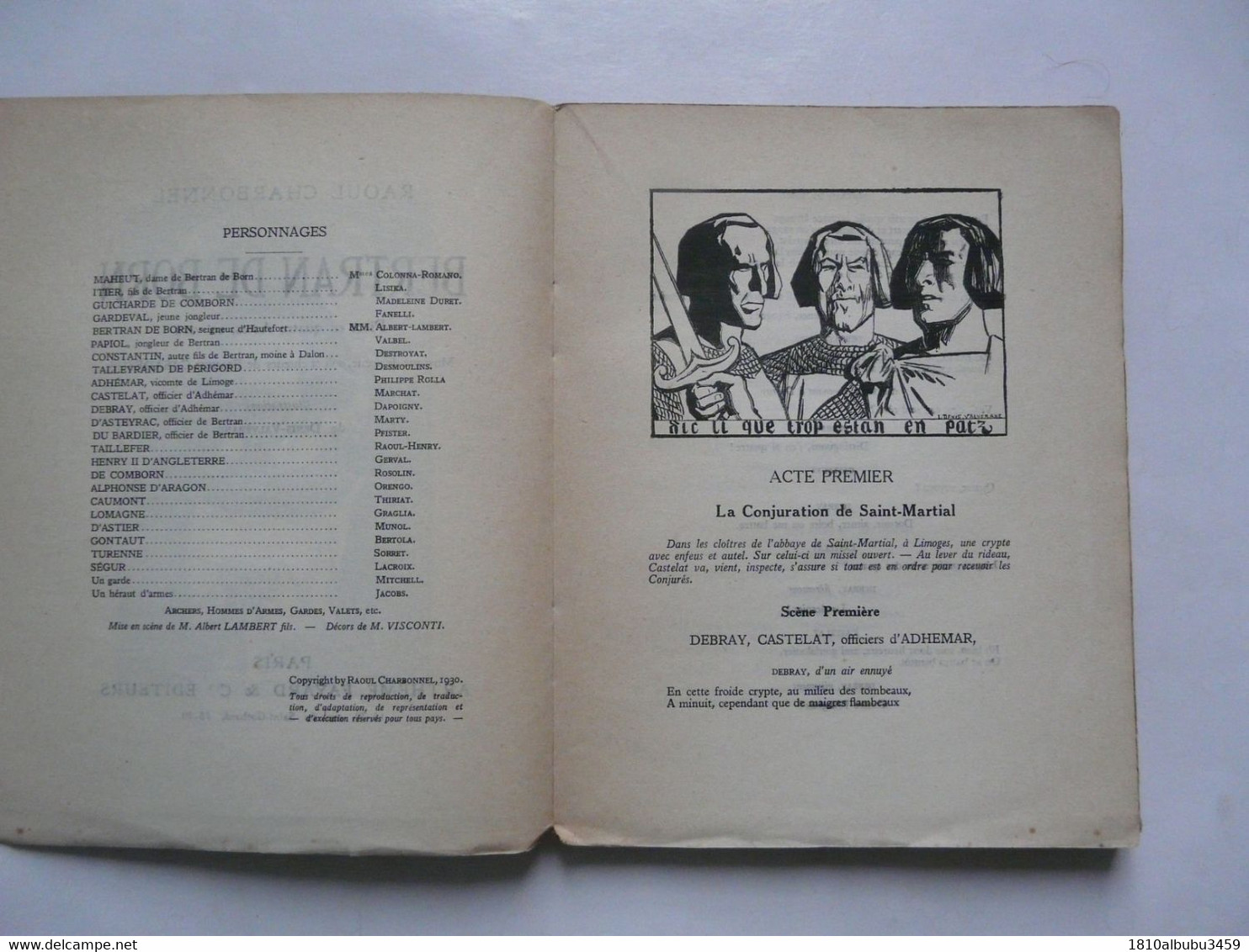 BERTRAN DE BORN De Raoul CHARBONNEL : Pièce En Quatre Actes, En Vers - Illustrations De Denis VALVERANE 1930 - Auteurs Français