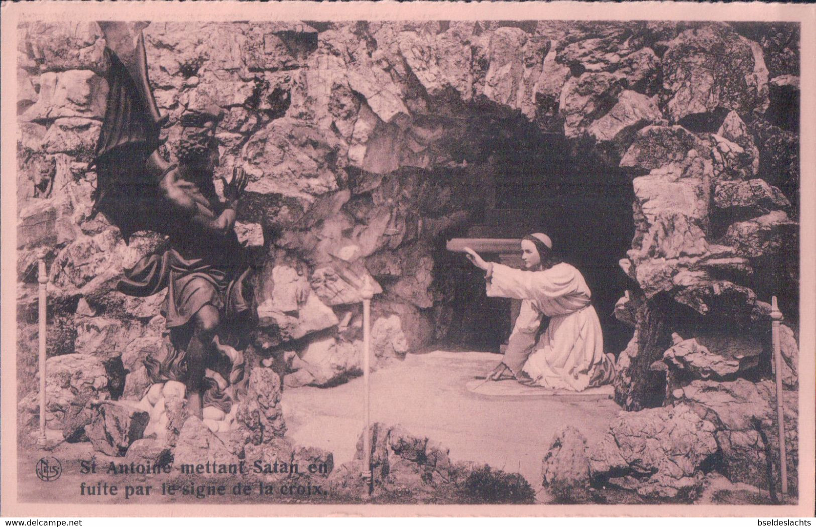 Grottes De St Antoine à Crupet St Antoine Enfant Chassant Le Démon St Antoine Mettant Satan En Fuite Par Le Signe De La - Assesse