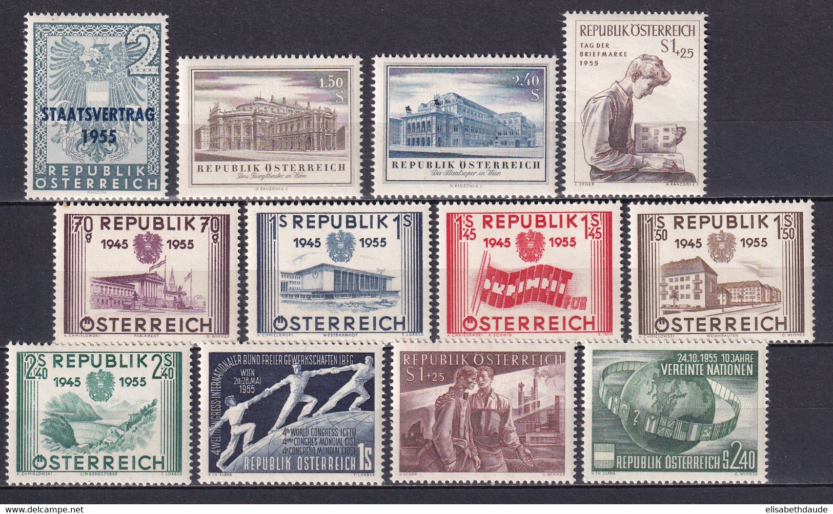 AUTRICHE - 1955 -  ANNEE COMPLETE ** MNH - COTE = 135 EUR. - - Années Complètes