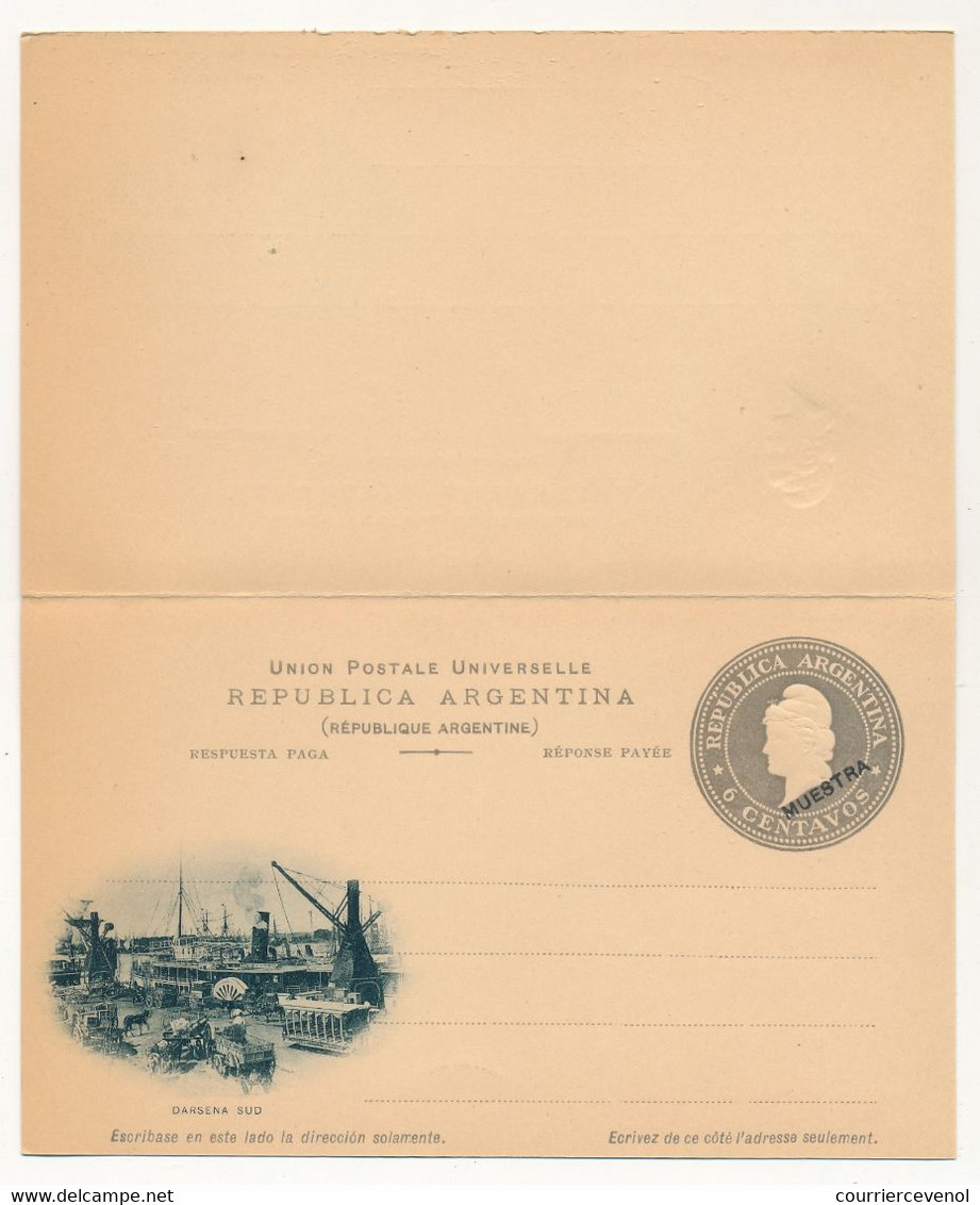 ARGENTINE - Entier Postal - Carte Double Avec Réponse Payée - 6 Centavos (MUESTRA) - Darsena Sud - Postwaardestukken