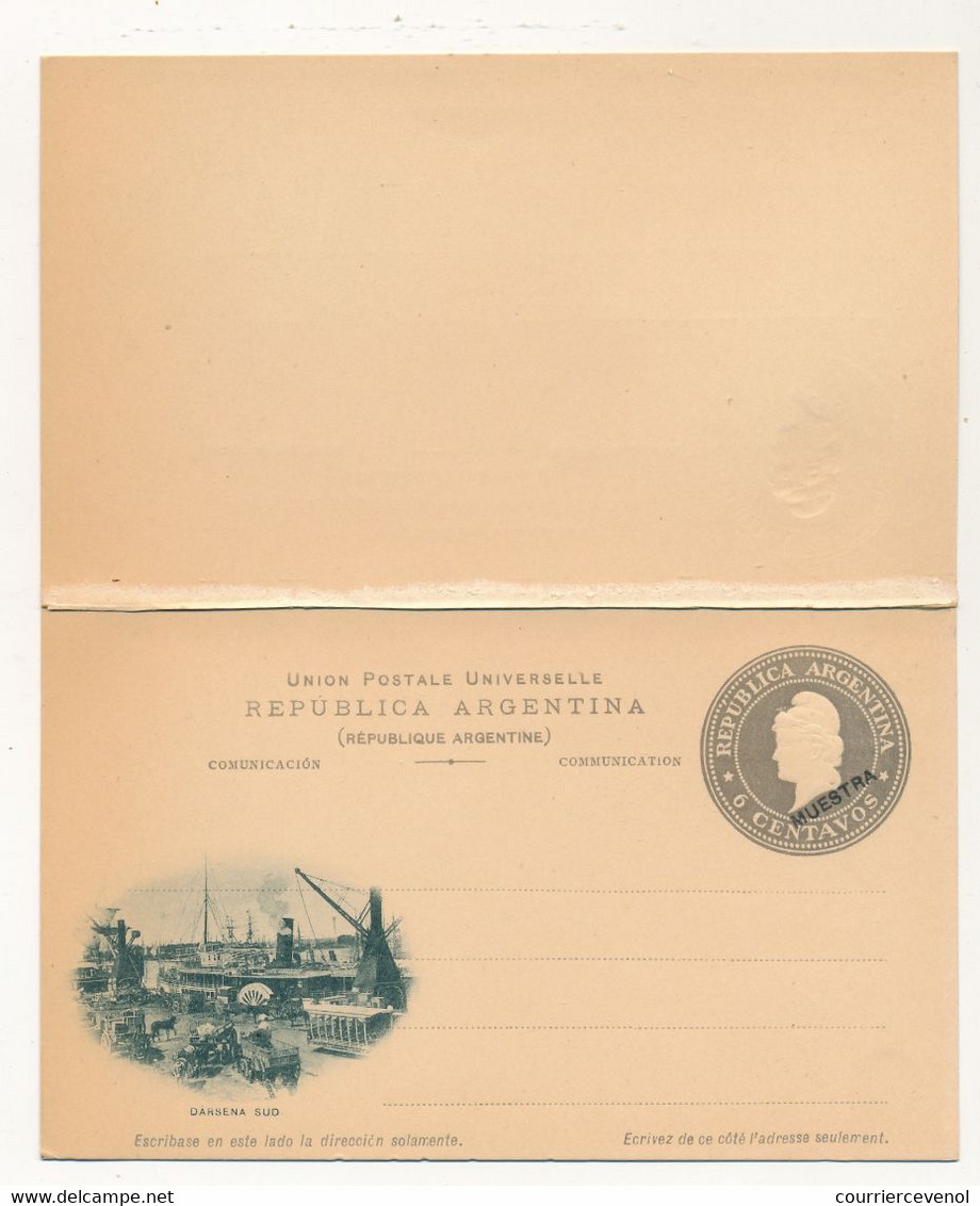 ARGENTINE - Entier Postal - Carte Double Avec Réponse Payée - 6 Centavos (MUESTRA) - Darsena Sud - Entiers Postaux