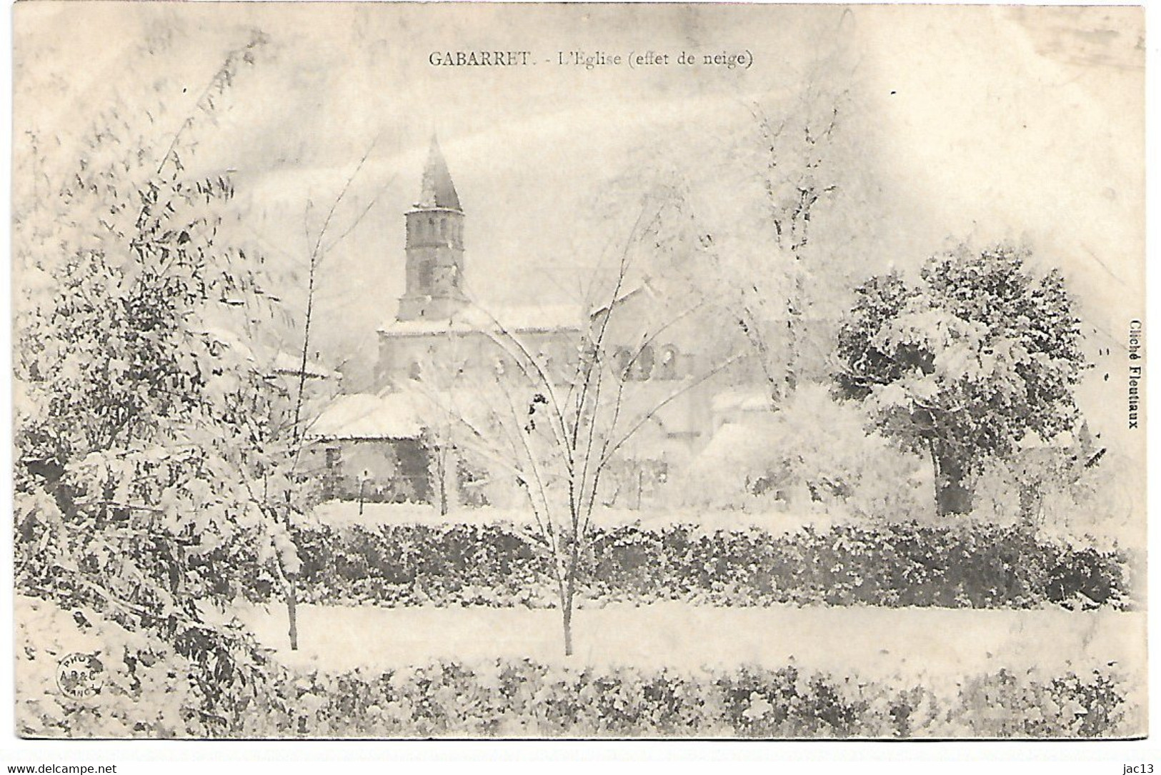 L100H538 - Gabarret - L'Eglise (effet De Neige) - Carte Précurseur - Gabarret