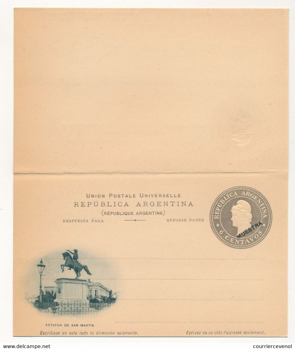 ARGENTINE - Entier Postal - Carte Double Avec Réponse Payée - 6 Centavos (MUESTRA) - Estatua De San Martin - Ganzsachen