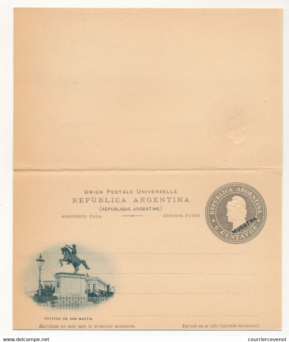 ARGENTINE - Entier Postal - Carte Double Avec Réponse Payée - 6 Centavos (MUESTRA) - Estatua De San Martin - Postal Stationery