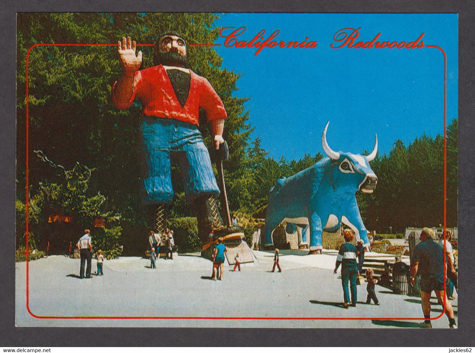 114978/ CALIFORNIA, Redwood National And State Parks, Tourist Attraction *Trees Of Mystery*, Paul Bunyan And His Crew - Andere & Zonder Classificatie