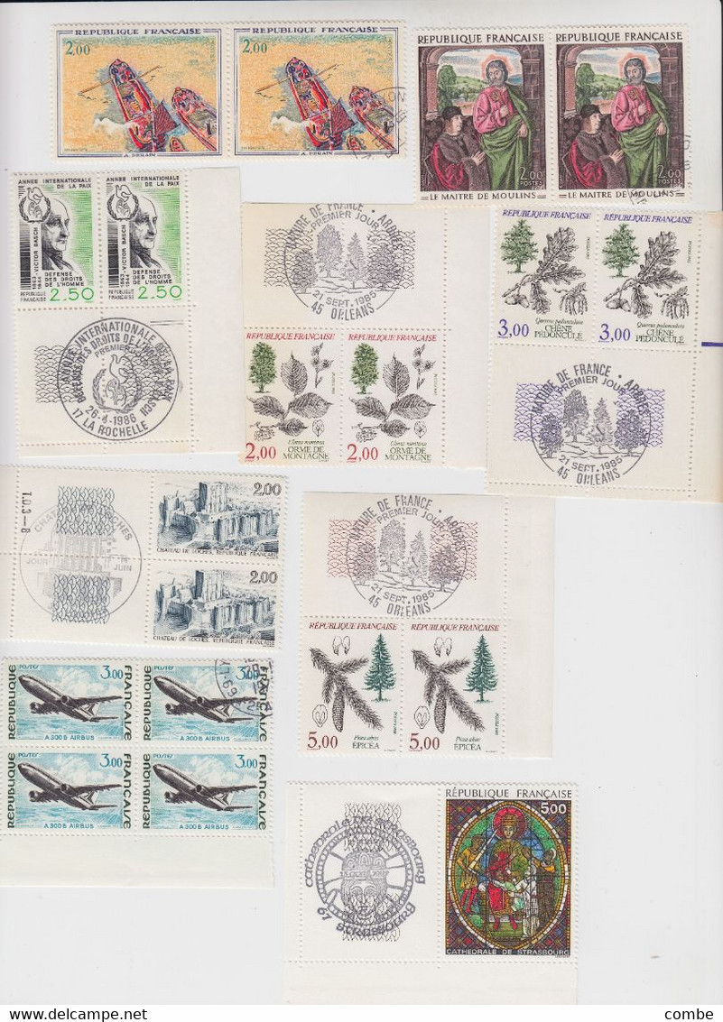 GROS LOT DE TIMBRES NEUFS FRANCE. MAJORITE EN BLOC DE 4, AVEC OBLITERATION 1° JOUR SUR LA BORDURE OU UN TIMBRE. / 2 - Collections