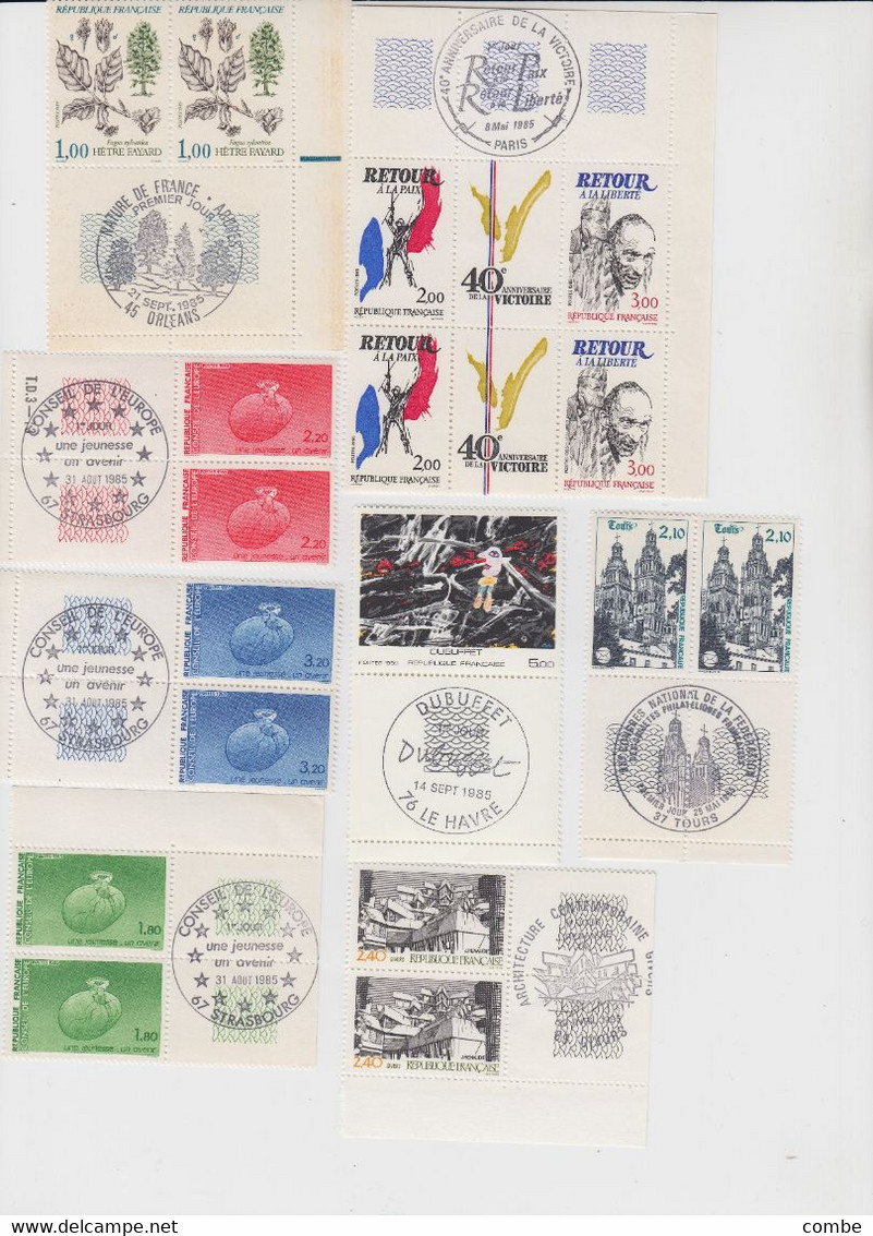 GROS LOT DE TIMBRES NEUFS FRANCE. MAJORITE EN BLOC DE 4, AVEC OBLITERATION 1° JOUR SUR LA BORDURE OU UN TIMBRE. / 2 - Collections