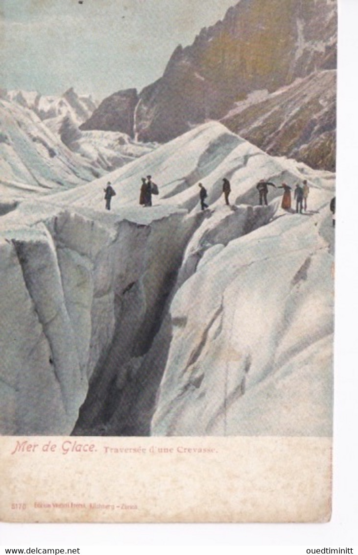 Suisse, La Mer De Glace, Traversée D'une Crevasse. - Alpinisme