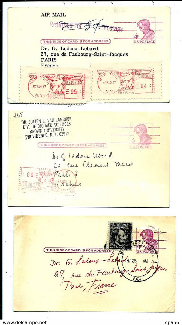 Un Lot De 9 Entiers USA POSTAGE 4c - Brieven En Documenten