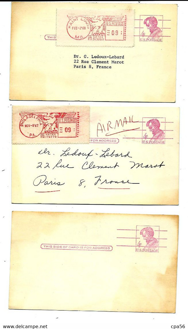 Un Lot De 9 Entiers USA POSTAGE 4c - Briefe U. Dokumente