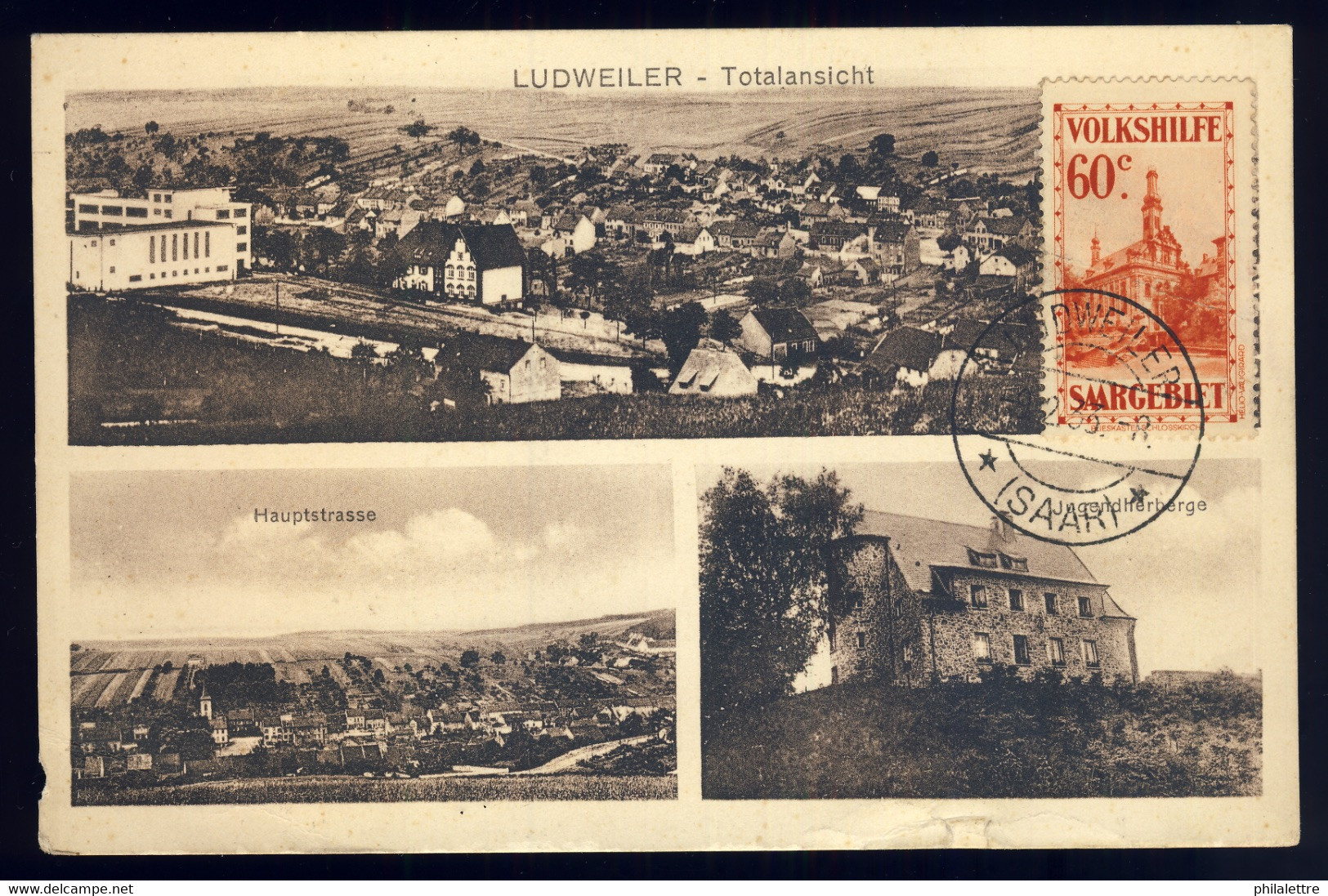 SARRE / SAAR / SAARGEBIET - 1933 - Mi.162 /CP - Ansichtskarte LUDWEILER N. Frankreich (defekten) - Brieven En Documenten