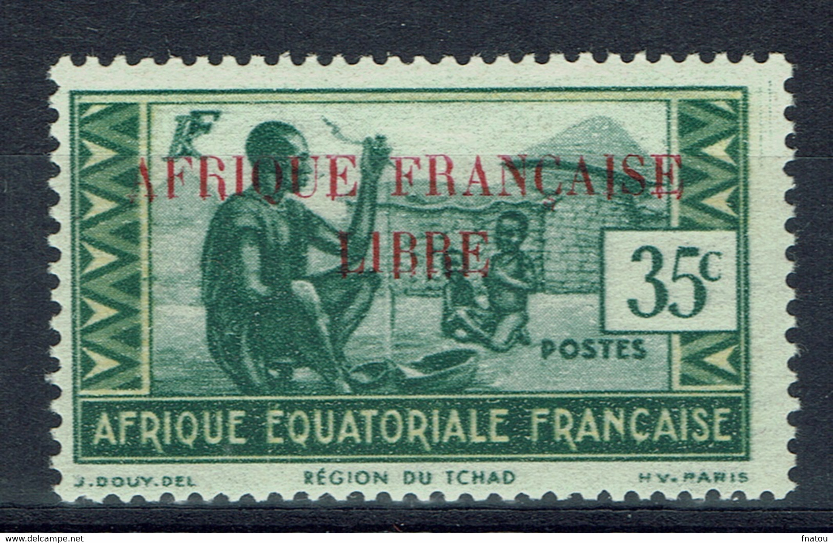 Afrique Equatoriale Française, 35c Surchargé "AFRIQUE FRANCAISE LIBRE", 1940, * TB - Unused Stamps