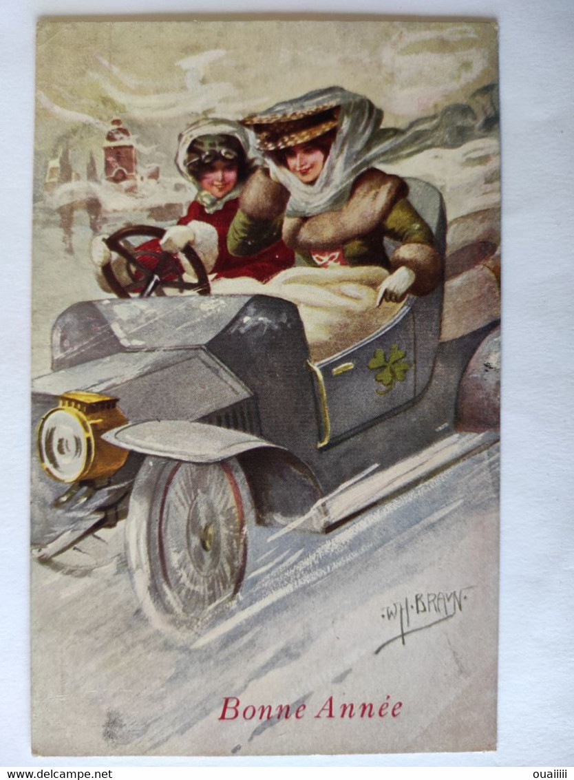 Cpa, Carte Viennoise, Illustrateur Signé, Braun WH, Femmmes Dans Une Voiture - Braun, W.