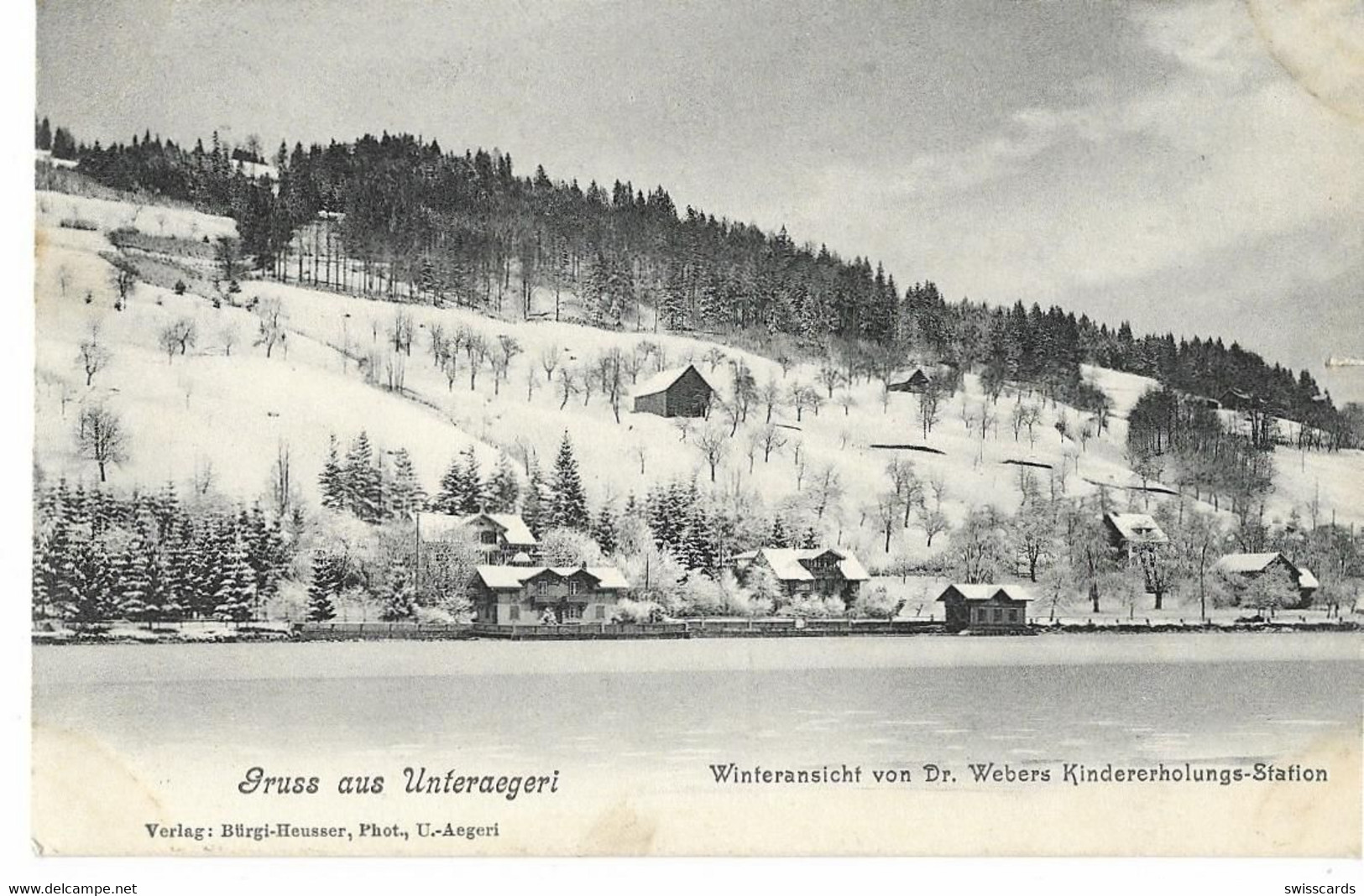 Gruss Von UNTERÄGERI: Winteransicht Seepassage 1908 - Unterägeri