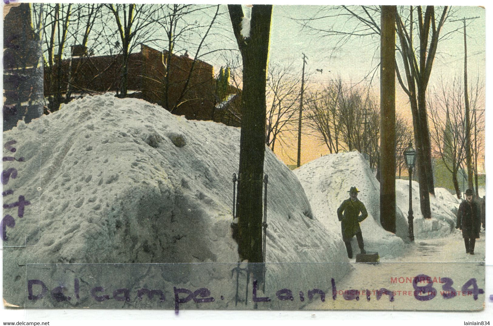 - Quebec -  Montréal, Dorchrester Street In Winter, écrite, 1910, Animation, , épaisse, Glacée, 1909, BE, Scans. - Montreal