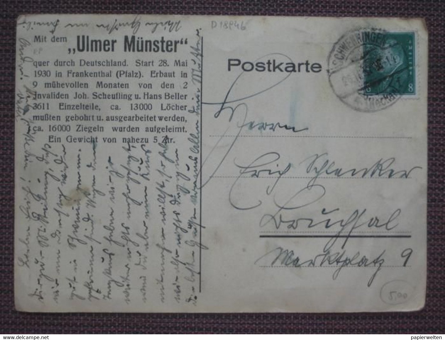 Frankenthal (Pfalz) - Mit Dem Ulmer Münster Quer Durch Deutschland 1930 - Frankenthal