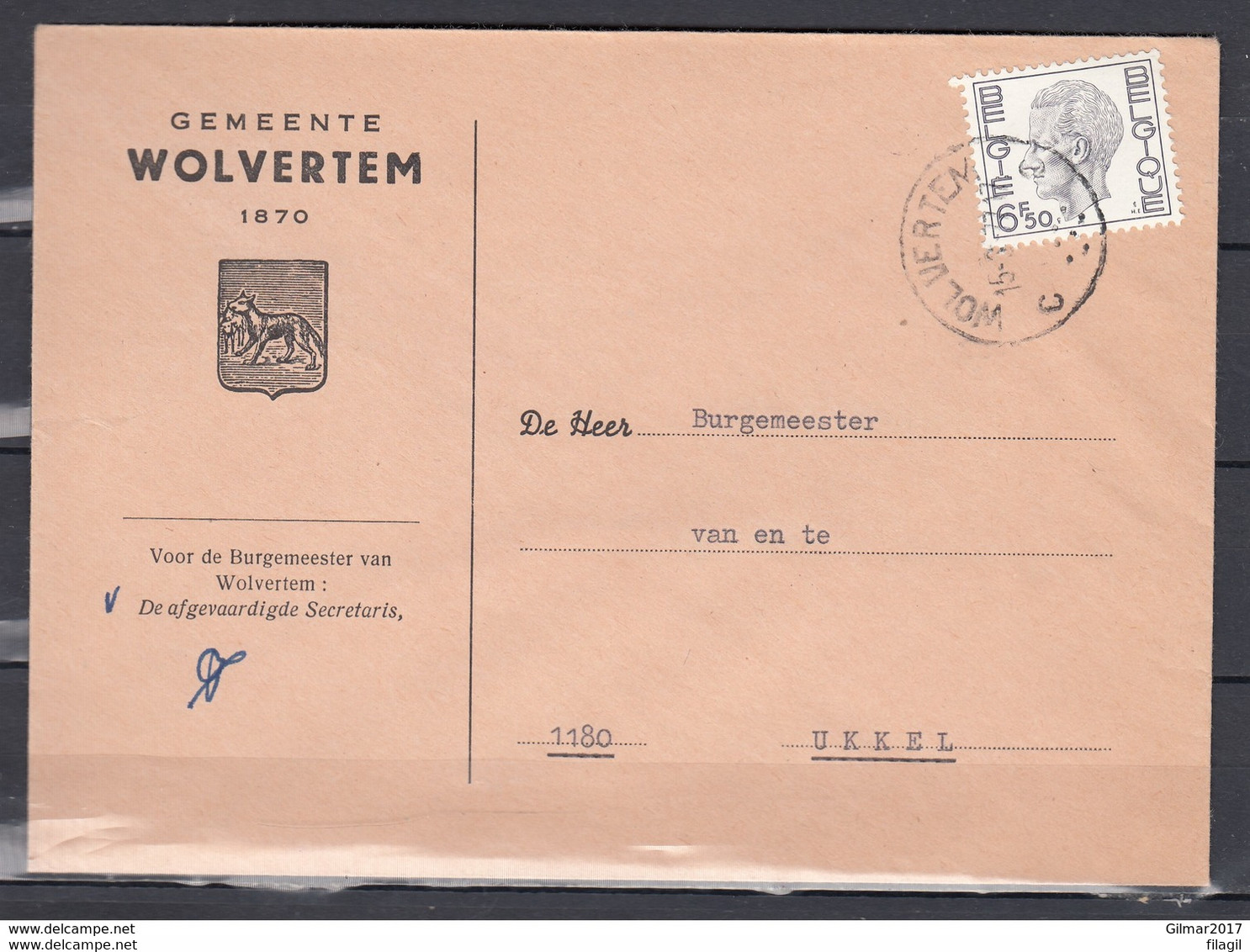 Brief Van Wolvertem Naar Ukkel - 1970-1980 Elström
