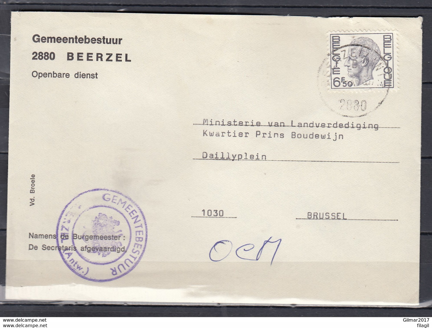 Brief Van Beerzel (Antw.) Naar Brussel - 1970-1980 Elström