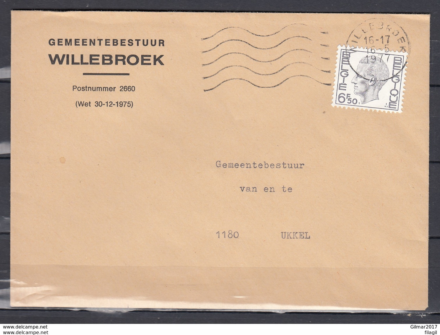 Brief Van Willebroek Naar Ukkel - 1970-1980 Elström