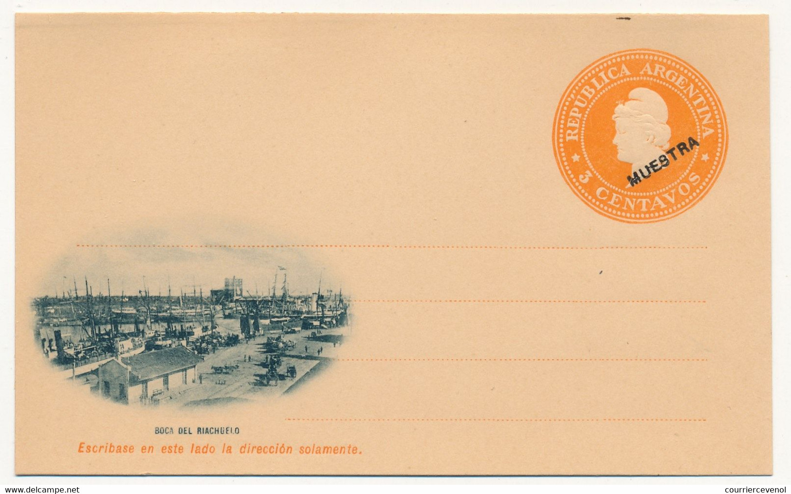 ARGENTINE - Entier Postal - Carte Postale - 3 Centavos (MUESTRA) - Boca Del Riachuelo - Postal Stationery