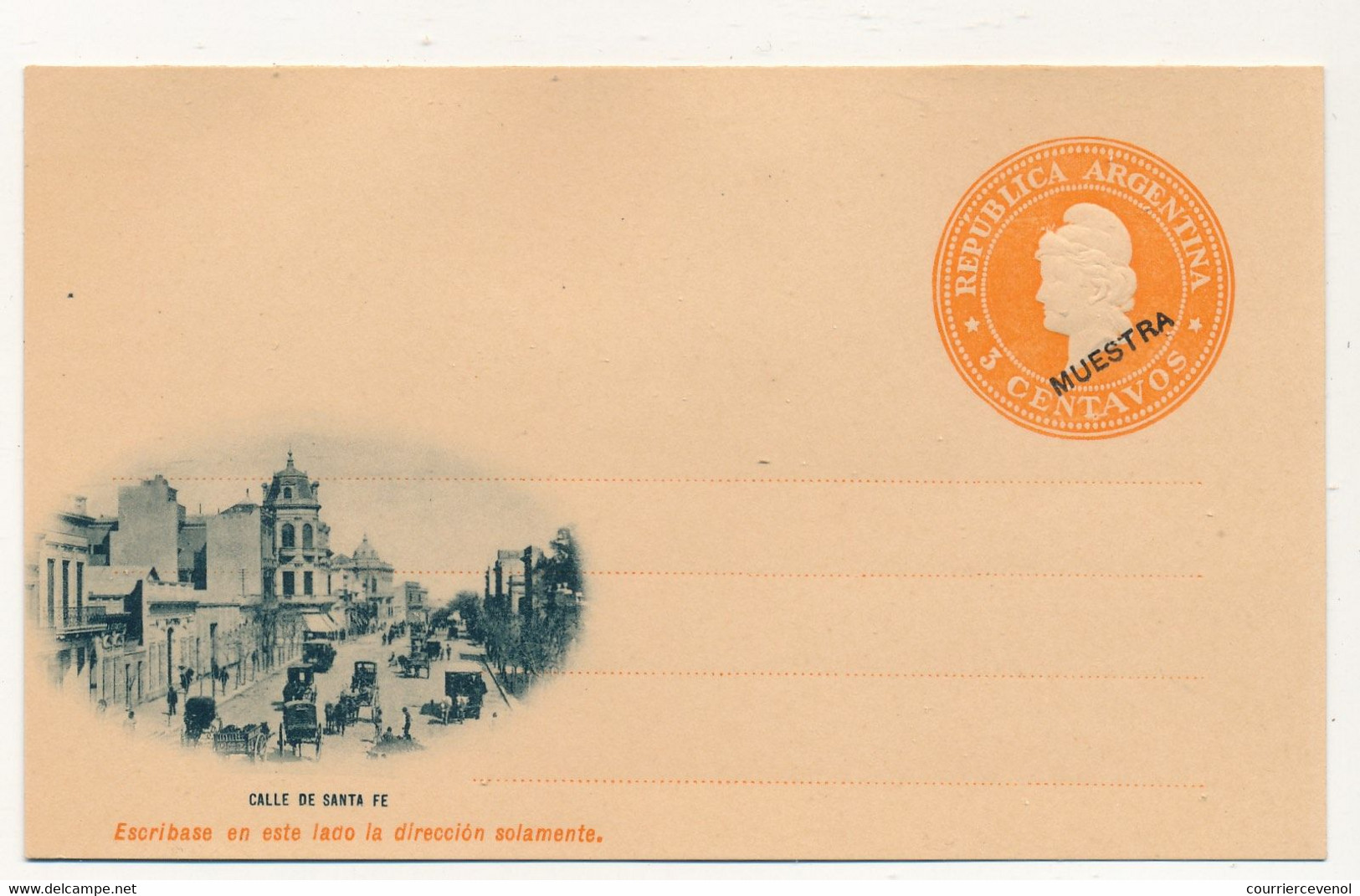 ARGENTINE - Entier Postal - Carte Postale - 3 Centavos (MUESTRA) - Calle De Santa Fe - Postal Stationery