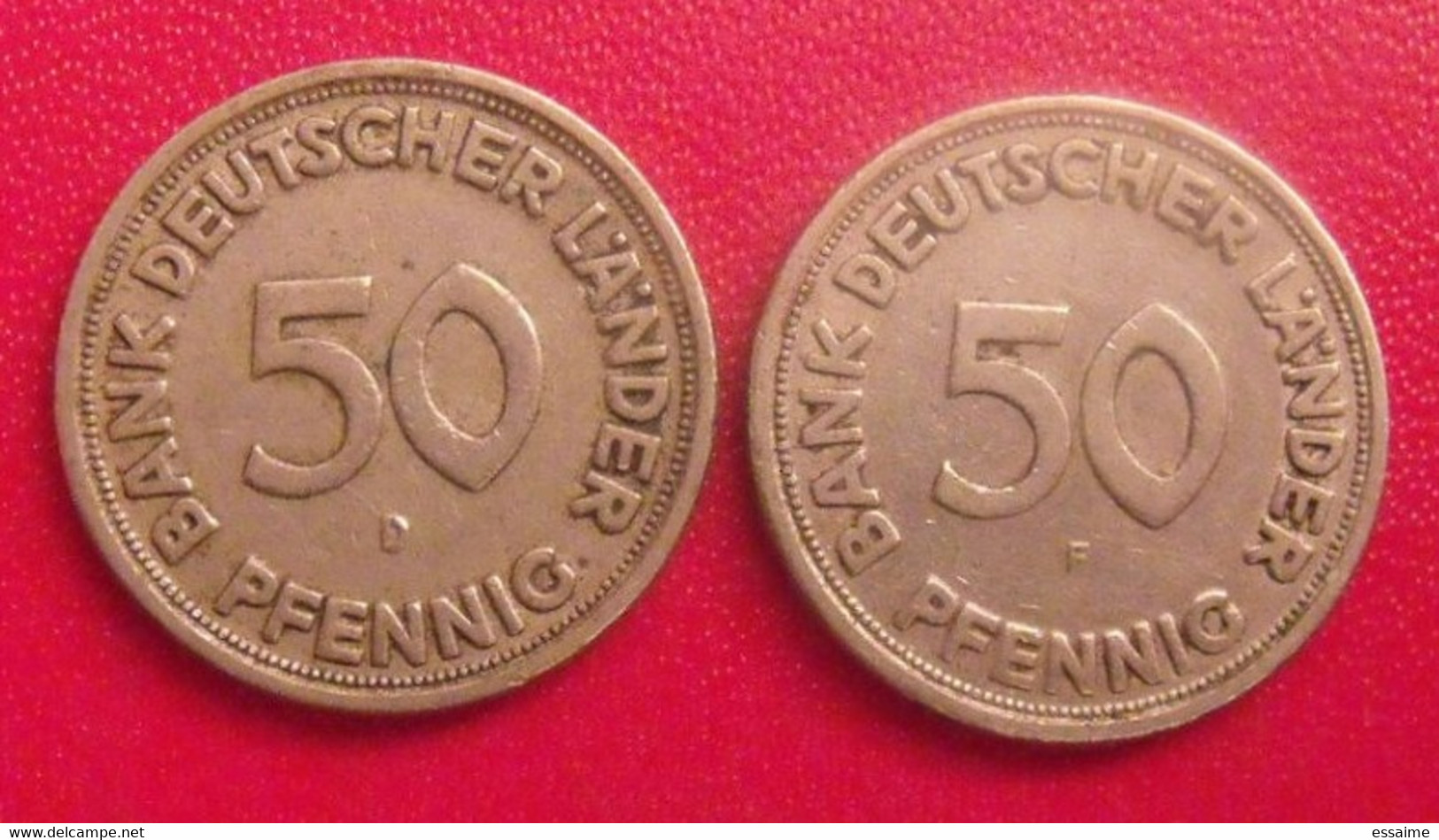 Allemagne. 2 Pièces De 50 Pfennig 1949 B & F. Bank Deutscher Lander - Autres & Non Classés