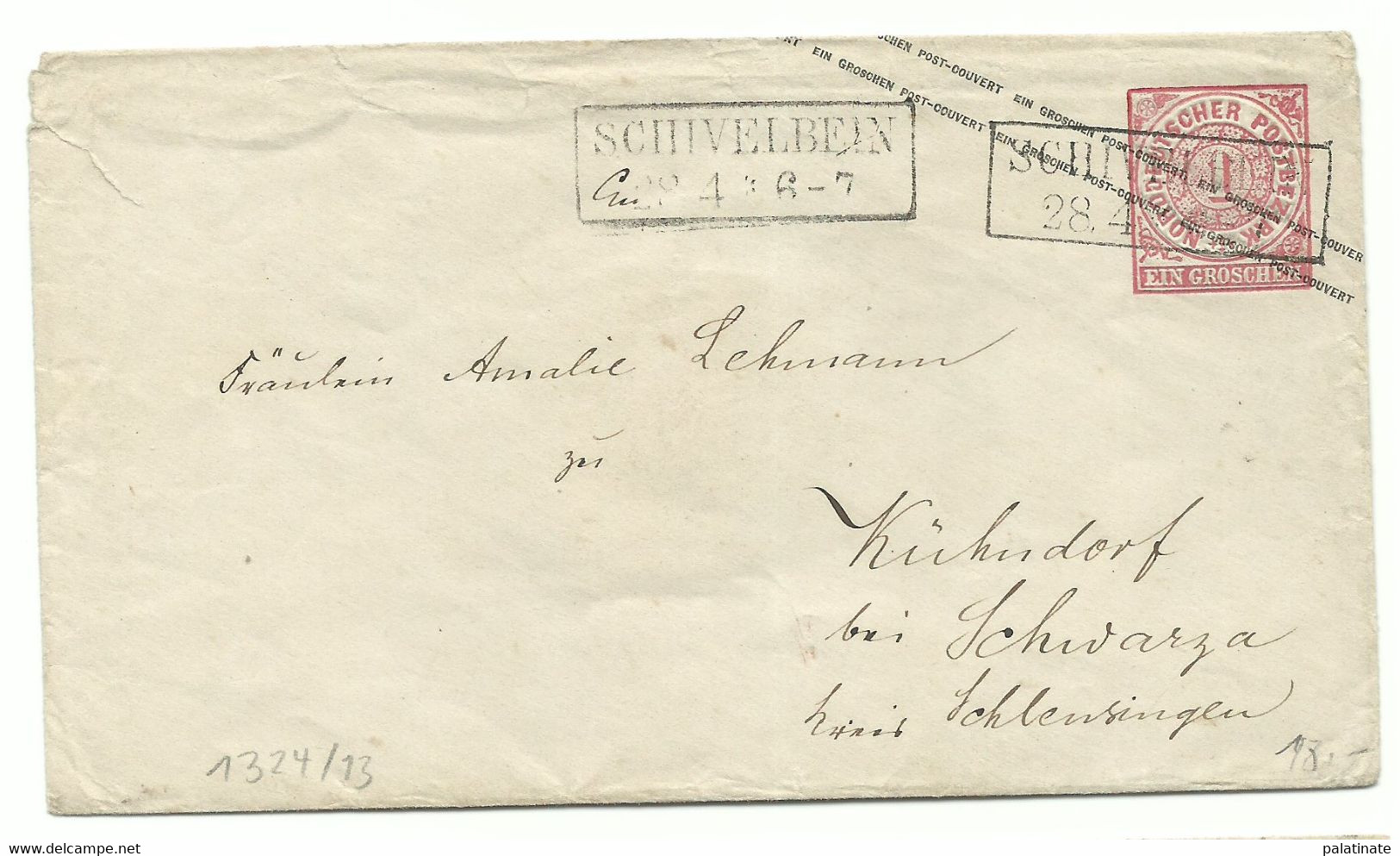 PREUSSEN Ra2 SCHIVELBEIN Auf GA-Umschalg 1Gr. NDP Um 1870 Nach Kühndorf - Postal  Stationery