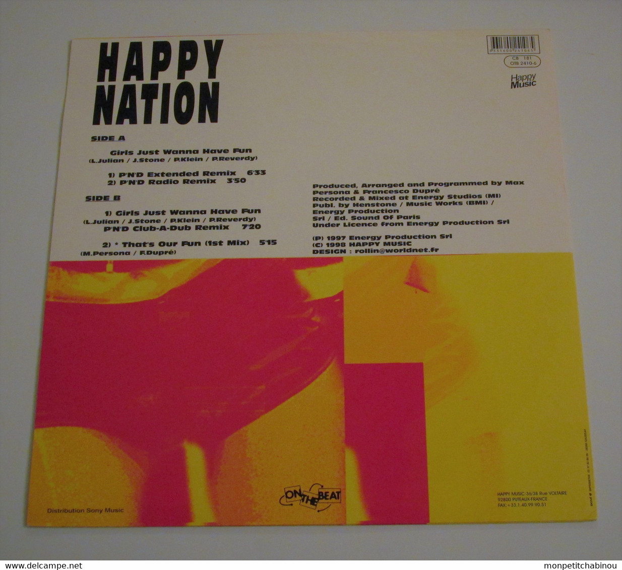 Maxi 33T HAPPY NATION : Girls Just Wanna Have Fun - Dance, Techno & House