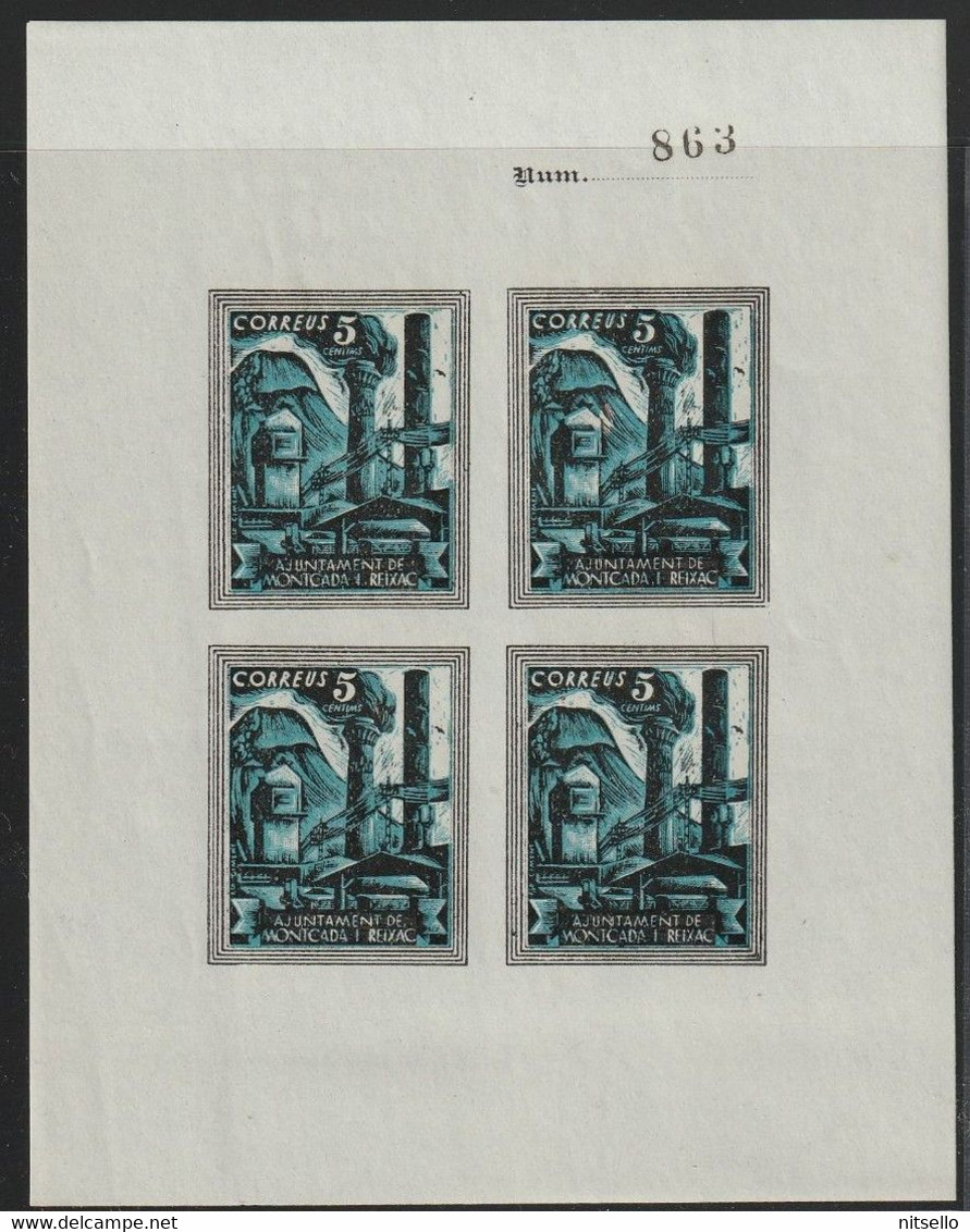 LOTE 2190  /// (C315) 1937.  SELLOS LOCALES-Sofima-Fesofi: MONTCADA I REIXAC 27. HOJA BLOQUE-SIN DENTAR **MNH - Vignette Della Guerra Civile