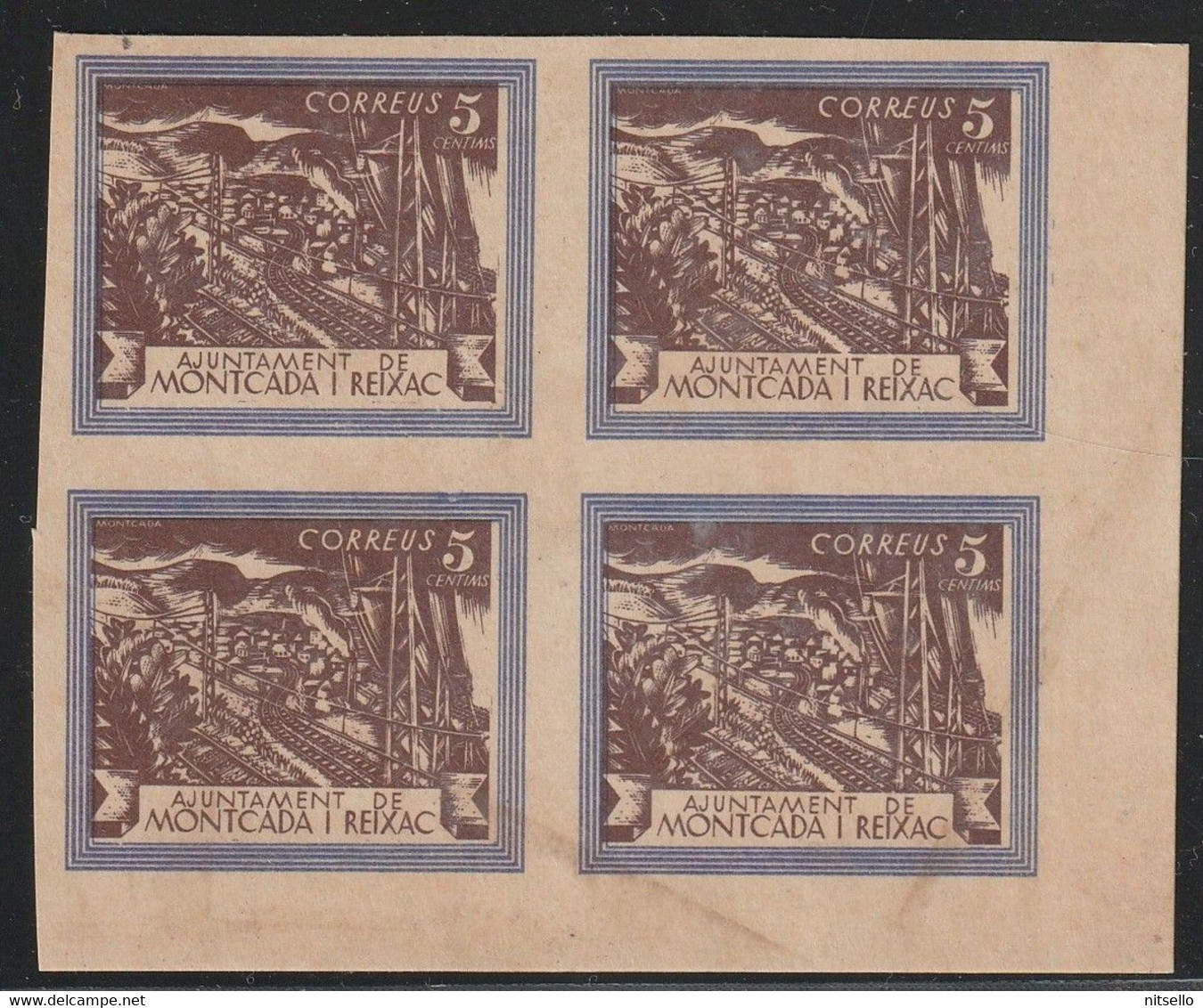 LOTE 2190 /// (C115) 1937.  SELLOS LOCALES-Sofima-Fesofi: MONTCADA I REIXAC 18s(4). SIN DENTAR **MNH - Vignetten Van De Burgeroorlog