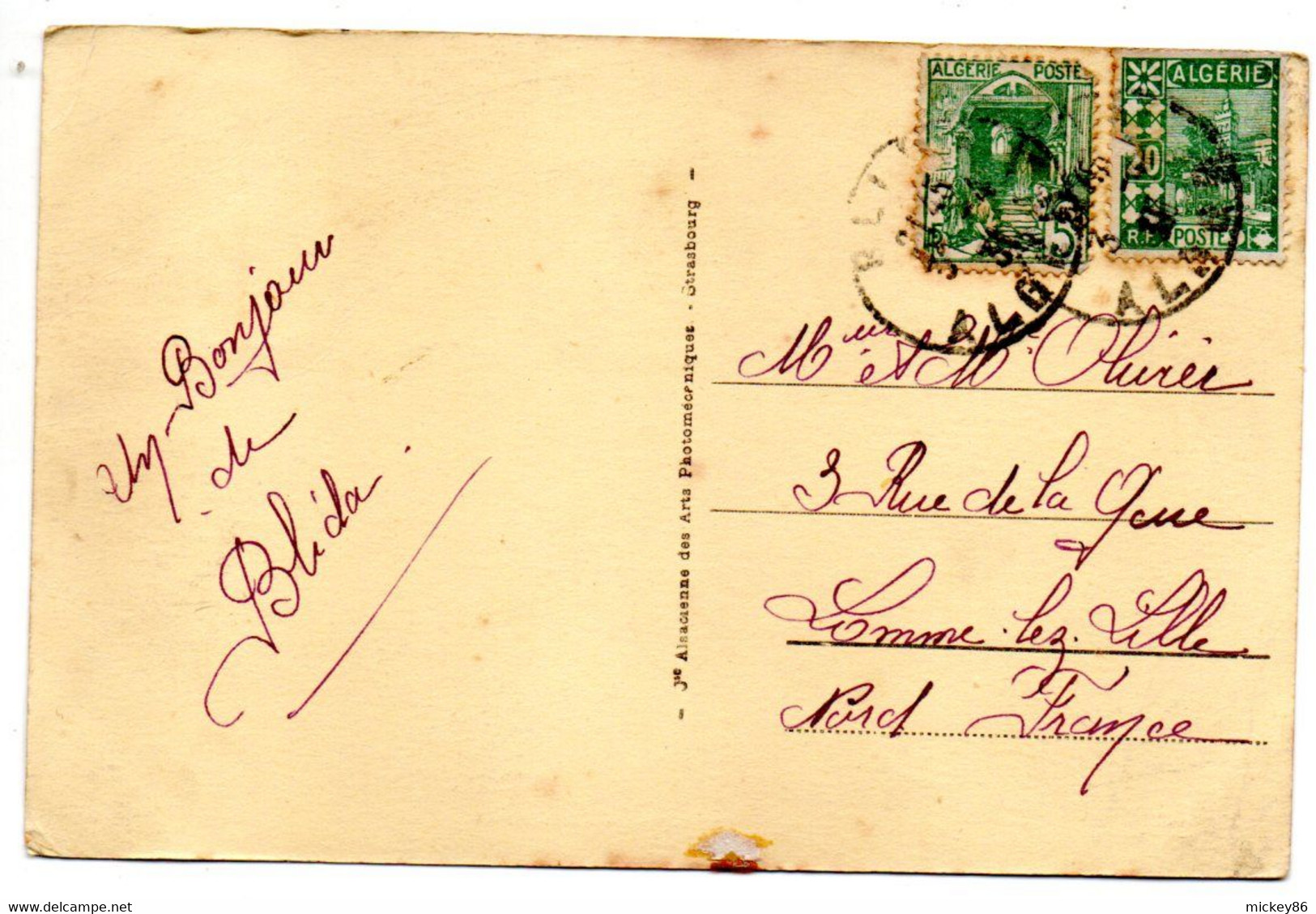 Algérie--BLIDA--1931--La Remonte.........timbres.....cachets.........à Saisir - Blida