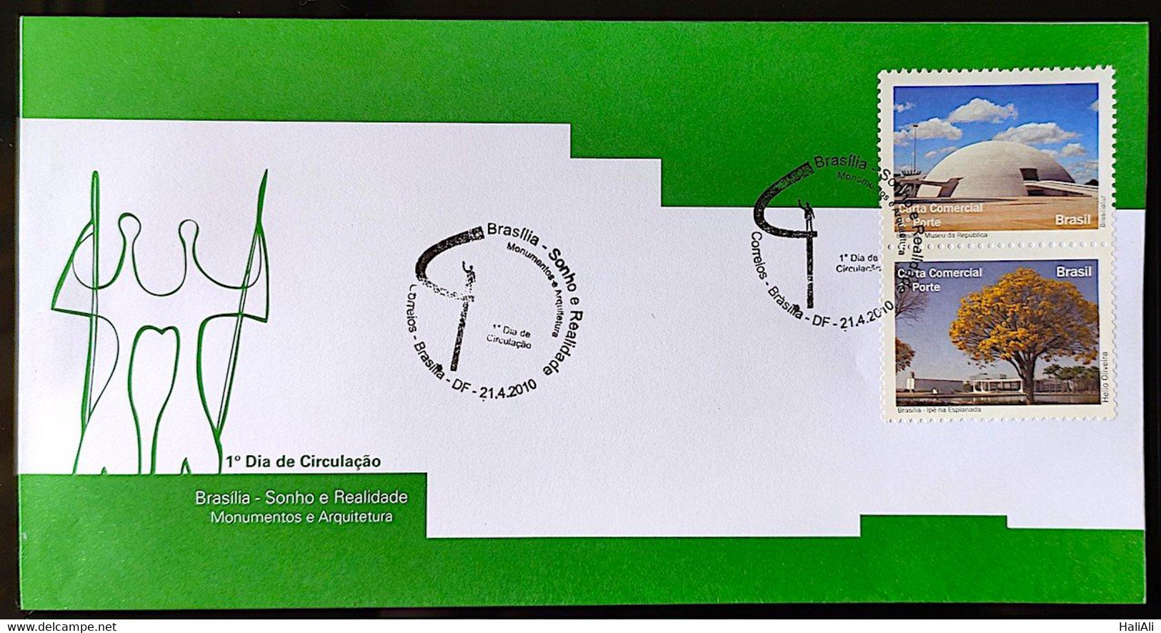 Brazil Envelope FDC Brasilia Selo Personalizado Arquitetura - Otros & Sin Clasificación