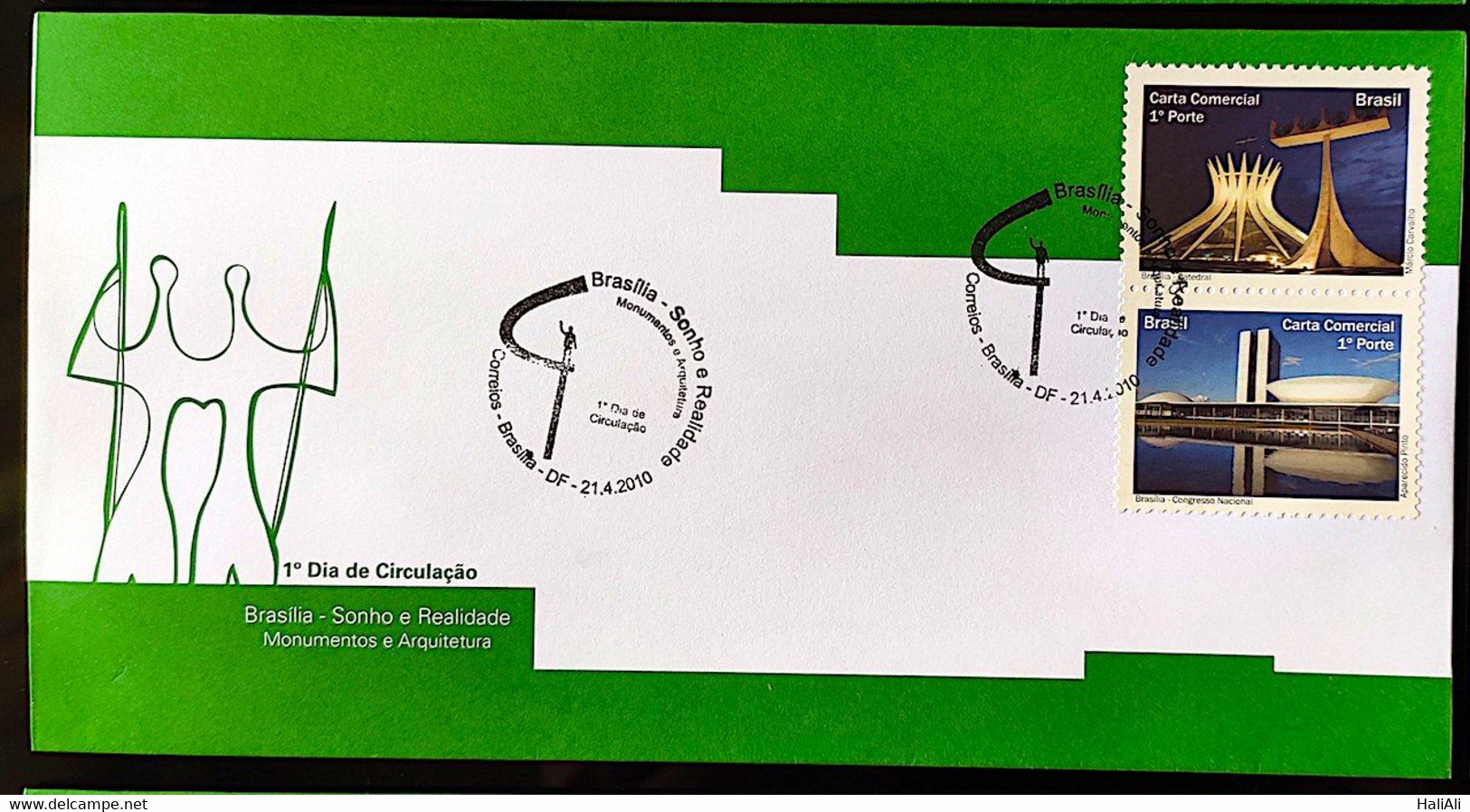 Brazil Envelope FDC Brasilia Selo Personalizado Arquitetura - Otros & Sin Clasificación