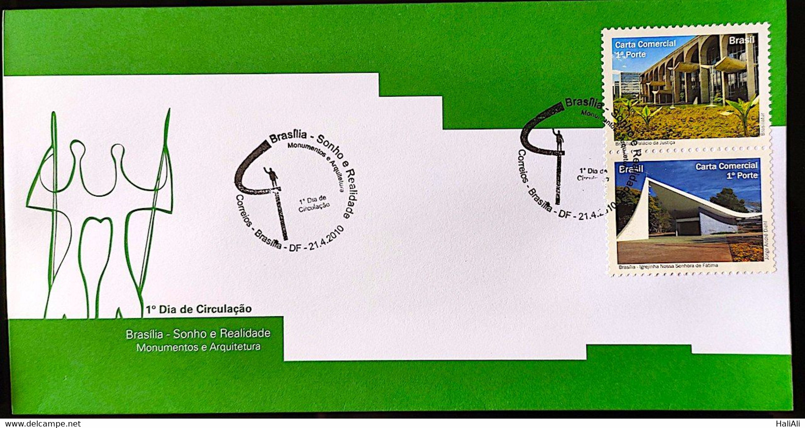 Brazil Envelope FDC Brasilia Selo Personalizado Arquitetura - Otros & Sin Clasificación