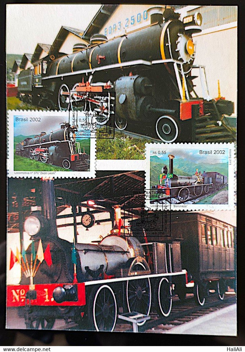 BRAZIL Maximo Postal 238 Trens Antigos Baroneza Locomotiva 370 Trem Ferrovia 2 Carimbos CBC MG E RJ - Other & Unclassified