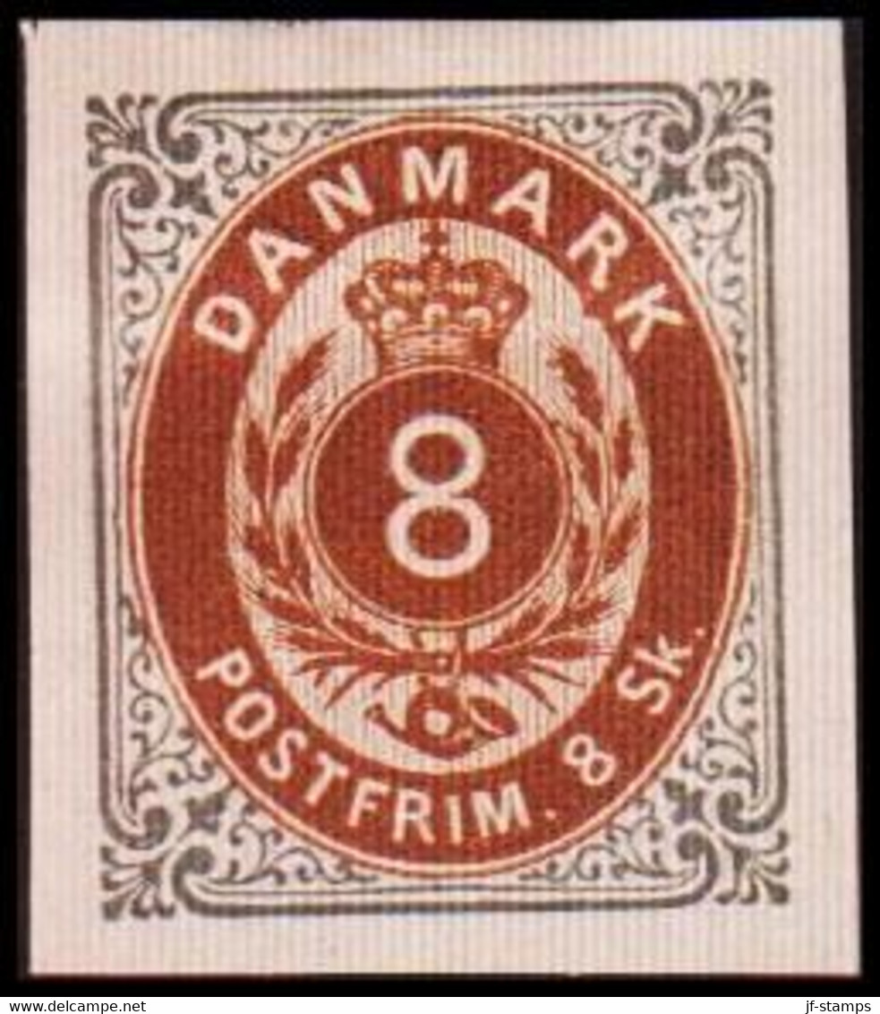 1886. Official Reprint. Bi-coloured Skilling. 8 Sk. Gray/brown Inverted Frame. (Michel 19 II ND) - JF413926 - Prove E Ristampe