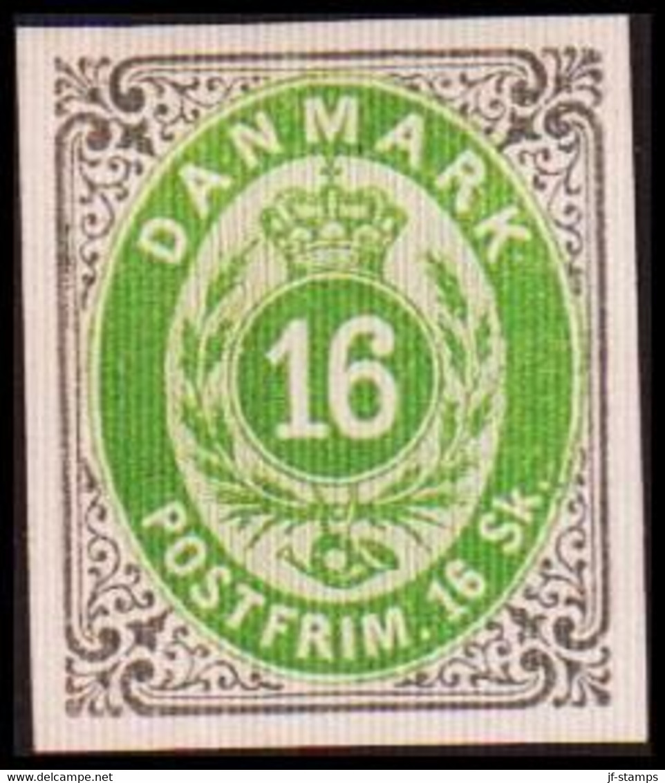 1886. Official Reprint. Bi-coloured Skilling. 16 Sk. Gray/green Inverted Frame. (Michel 20 II ND) - JF413927 - Prove E Ristampe