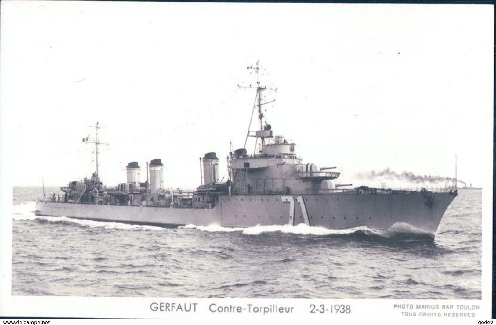 Bateau De Guerre, Marine Française Le Gerfaut Contre-Torpilleur (2.3.38) - Guerra