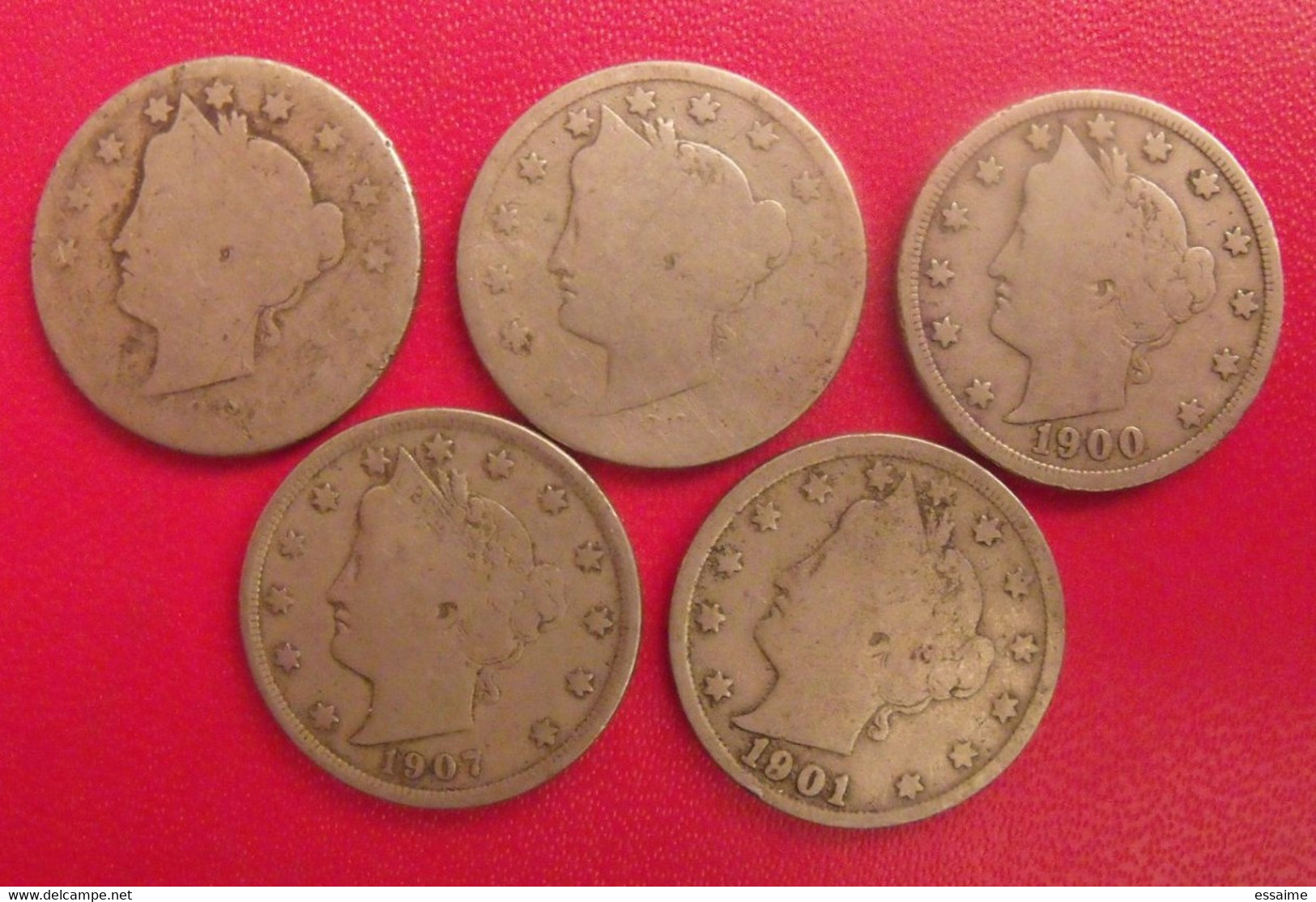 USA. United States Of America. 5 Pièces : 5 Five Cents 1890, 1900, 1901, 1902, 1907 - 1883-1913: Liberty (Libertà)