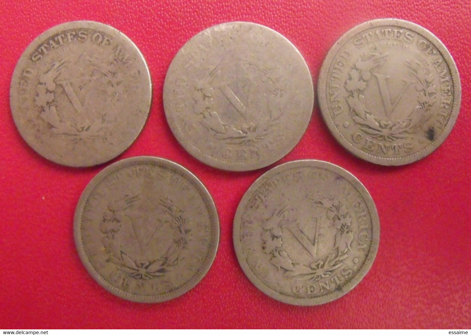 USA. United States Of America. 5 Pièces : 5 Five Cents 1890, 1900, 1901, 1902, 1907 - 1883-1913: Liberty (Libertà)